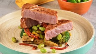 Atun Teriyaki con Verduras y Edamames [upl. by Gaither363]