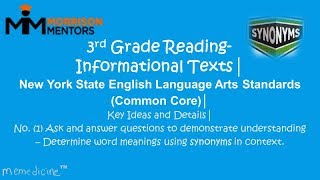 Third Grade English Reading │ New York State│ Informational Texts│ No 1 Identify the Synonym [upl. by Wulf980]