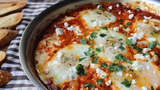 Shakshuka Recipe Eggs Poached in Spicy Tomato Pepper Sauce  Food Wishes [upl. by Ehtyde]