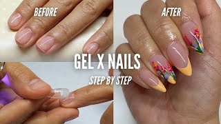 HOW TO DO GEL X NAILS LIKE A PRO  Gel X Nail Tutorial  Spring Floral Nail Art [upl. by Quiteri833]