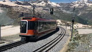 Trains along the Gornergrat Mountain Railway in Zermatt [upl. by Mok805]