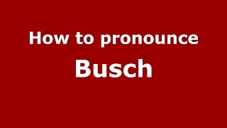 How to pronounce Busch GermanyGerman  PronounceNamescom [upl. by Jenni]