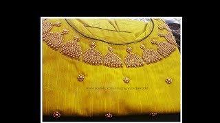 Most Beautiful JhumkiKammal Beads Design Normal Stitching Needle  Same Like Aari Maggam work [upl. by Bunni]