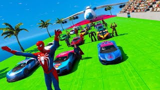 Up in the sky challenge GTA V Spiderman Venom Slenderman Chucky and Super Superheroes Cars [upl. by Ainesell]