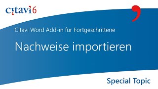 Citavi 6 Word Addin Nachweise importieren 37 [upl. by Yvi496]