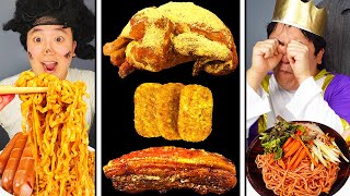 Spicy Carbo Buldak Noodles with FRIED WHOLE CHICKEN WITH CHEESE POWDER PRINKLE 🍗 Mukbang Asmr [upl. by Esertap]