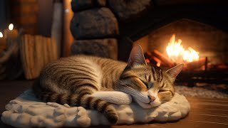 🐈 Mruczenie kota i kominek 🔥 Spokojne zasypianie przy relaksujących dźwiękach  Zapewnia głęboki sen [upl. by Griffy]