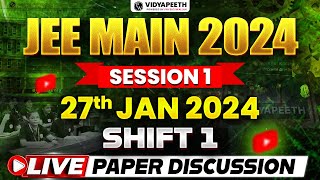 Live Paper Discussion amp Analysis 🔥 JEE MAIN 2024 Session1  27 Jan Shift 1 [upl. by Glassco]