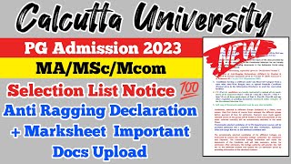 Calcutta University PG Admission 2023 MAMScMcom Selection List 2023 CU college pg admission 💯 [upl. by Pate]