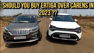 Ertiga Vs Carens Comparison In 2023  कोनसी खरीदे 🤔 [upl. by Mellar]