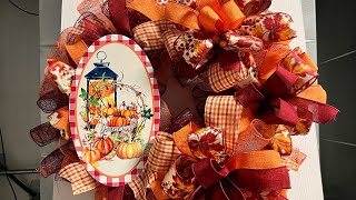 How to make an Orange and Burgundy Curl with ruffle deco mesh wreath Hard Working Mom How to [upl. by Starks984]