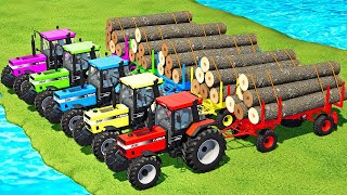 TRANSPORT AND MAKE WOOD CHIPS WITH CASE TRACTORS amp JCB WHEEL LOADERS  FS22 [upl. by Omrelliug375]