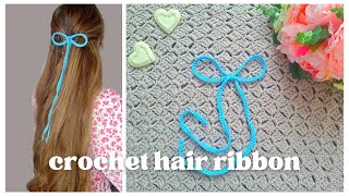 Crochet Delicate Hair Ribbon For Beginners 🎀 Crochet Easy Vintage Ribbon Tutorial amp Free Pattern [upl. by Savadove922]