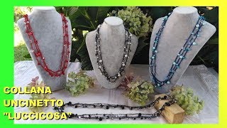 COLLANA UNCINETTO CON CRISTALLI E PERLINE quotLUCCICOSAquot TUTORIAL FACILE Alex Crochet [upl. by Forelli272]