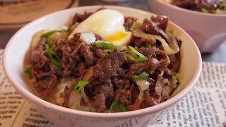 SUPER EASY Yoshinoya Inspired Japanese Beef Bowl Recipe 牛丼 Gyudon [upl. by Macfadyn887]