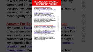 How to Answer Tell Me About Yourself Interview Question [upl. by Almeeta121]