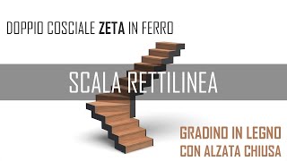 scala in ferro rettilinea doppio cosciale zeta pedata alzata chiusa in legno con tutte le ringhiere [upl. by Gilead905]