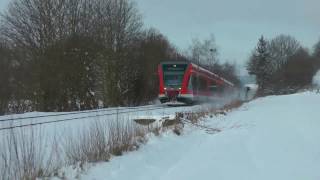 Winter an der Uplandbahn mit 218 387 und Triebwagen der BR 646 und 628 [upl. by Rica]