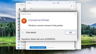 Error 0x00000520 Windows Cannot Connect to the Printer Solution [upl. by Arreip837]