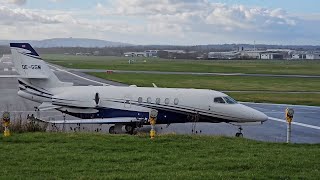 Cessna 680A Citation Latitude departing Gloucestershire airport We misjudged the jet blast  OEGGM [upl. by Sik385]