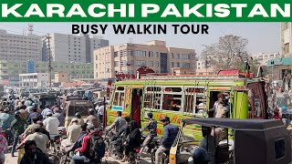 Karachi Pakistan Walking EXTREME BUSY Streets [upl. by Kizzee881]