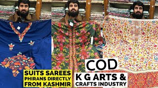 Stunning Kashmiri Suits Kani Work Sarees Kurtis Overcoat With Aari Work at KG Arts amp Crafts Ind [upl. by Eicnahc860]