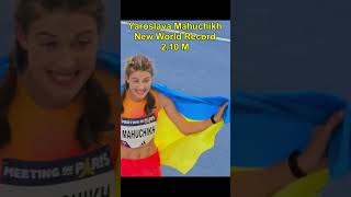 Yaroslava Mahuchikh new world record 210 meters shorts highjump athletics sports [upl. by Llij738]