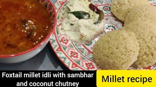 Foxtail Millet Idli Recipe with Sambhar amp Coconut Chutney  Healthy Breakfast Option  Millet recipe [upl. by Akirat221]