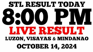 STL Result Today 8PM Draw October 14 2024 STL Luzon Visayas and Mindanao LIVE Result [upl. by Otokam]