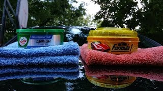 Turtle Wax Carnauba Cleaner Paste Wax Vs Formula 1 Carnauba Paste Wax water test [upl. by Phenica481]