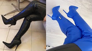 TOP 50 LATEST NEW FASHION FOR WORKING LADIES OF BEAUTIFUL ATTRACTIVE LEATHER OVER KNEE HEEL BOOTS [upl. by Uball223]