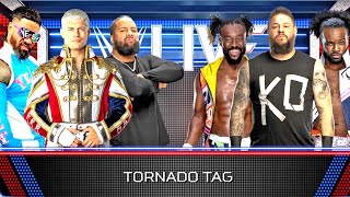 WWE 2K24 Jey Uso amp Jimmy Uso amp Cody Rhodes vs Kevin Owens amp Kofi Kingston amp Xavier Woods [upl. by Maxentia]