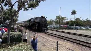 Steam Locomotive 3751 leaving Oceanside CA May 2nd 2010 [upl. by Ebba443]