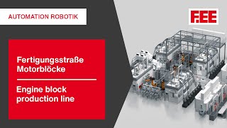 Automation Robotik Fertigungsstraße Motorblöcke [upl. by Jamnis723]