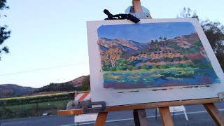 Landscape Plein Air Painting Timelapse  Acrylic Painting [upl. by Attelliw]