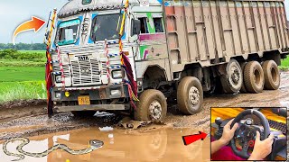 DRIVING ASHOK LEYLAND 3718 INDIAN TRUCK ON MOST DANGEROUS ROADS IN INDIA WITH LOGITECH G29 [upl. by Lynch]