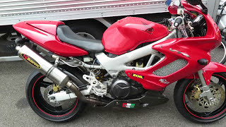 HONDA VTR1000F FireStorm AKRAPOVIC Exhaust sound [upl. by Assirem]