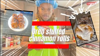 COOKING OREO STUFFED CINNAMON ROLLS🤤MUST TRY😱 [upl. by Hachman]