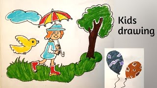 My childhood school 🏫 drawings collection for kids  Easy drawings for 1st and 2nd standard kids 🎒 [upl. by Aihsenal]