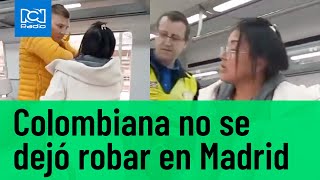 Colombiana enfrentó a supuestos ladrones en aeropuerto de Madrid [upl. by Assylla]