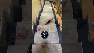 Glass Bottle With Balloon Rolling Down Stairs satisfying glassbottle breakingglass bottle asmr [upl. by Philomena]