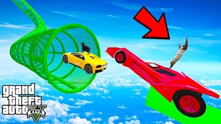 FRANKLIN TRIED IMPOSSIBLE DEEP TUNNEL BIG MEGA RAMP PARKOUR CHALLENGE GTA 5  SHINCHAN and CHOP GOKU [upl. by Edmondo]