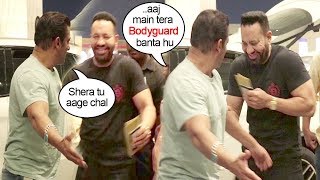 Salman Khan Makes FUN Of His Bodyguard Shera Publicly At Mumbai Airport [upl. by Oech641]