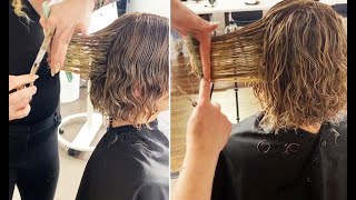 Layered Bob Haircut Tutorial for Curly Hair  Tips for cutting Curly [upl. by Simeon249]