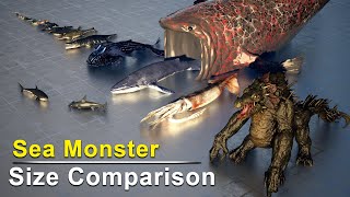 Sea Monster Size Comparison 2  From Mythical Giants to RealLife Behemoths [upl. by Festatus564]