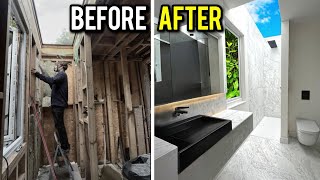 BATHROOM RENOVATION TIMELAPSE  DIY REMODEL FULL BUILD Start to Finish [upl. by Dorr148]