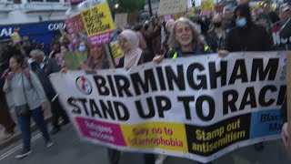 Antiracist demonstrators march in Birmingham to oppose days of farright violence  AFP [upl. by Clover]