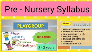 Playgroup SYLLABUS 23 age  All Subjects [upl. by Kayne661]