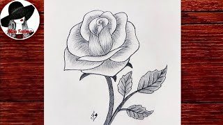 ROSE Drawing Easy 🌹 How to Draw a Rose step by step [upl. by Frame]