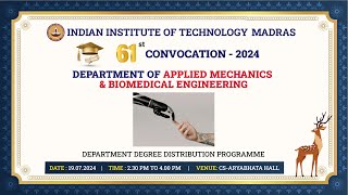 🔴 LIVE  IIT Madras  Applied Mechanics  61st Convocation 2024 [upl. by Nnazil]